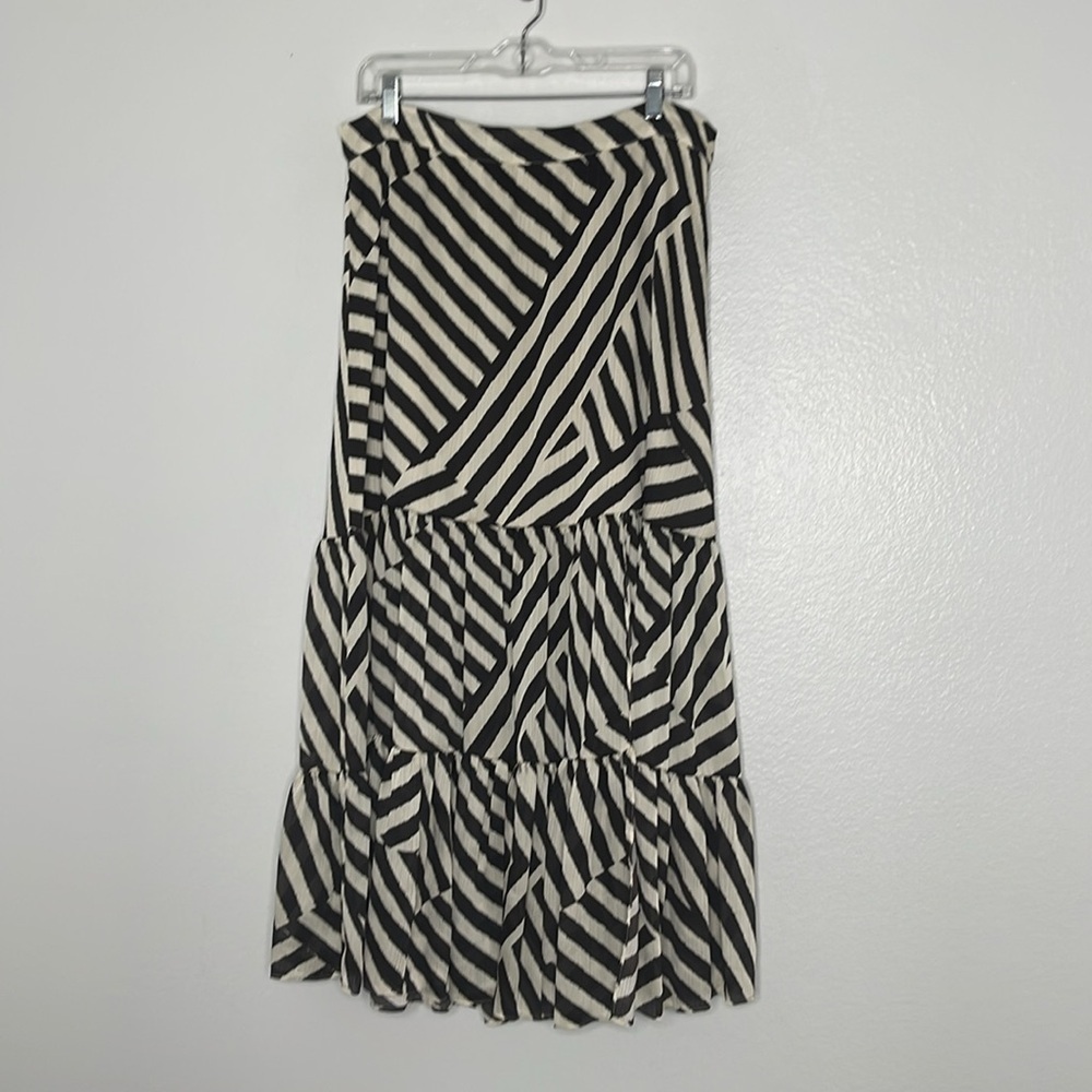 Sachin & Babi Womens Miranda Striped Slit Brown Beige Midi Skirt Size 12 New - Picture 3 of 8
